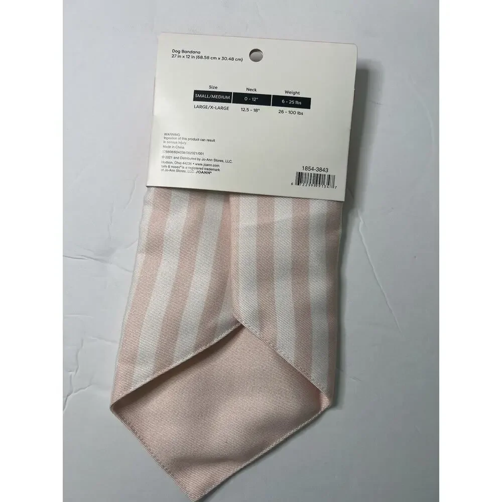 Tails & Noses - Easter Pink & White Stripe Pet Dog Bandana Size: L/XL